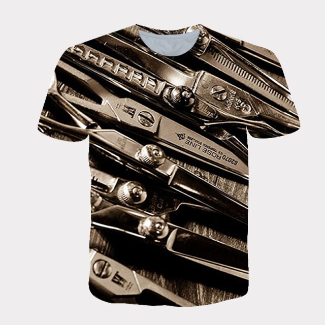 2021 hot-selling street Harajuku T-shirt for men and women dynamic 3D printing barber supplies cool short-sleeved T-shirt