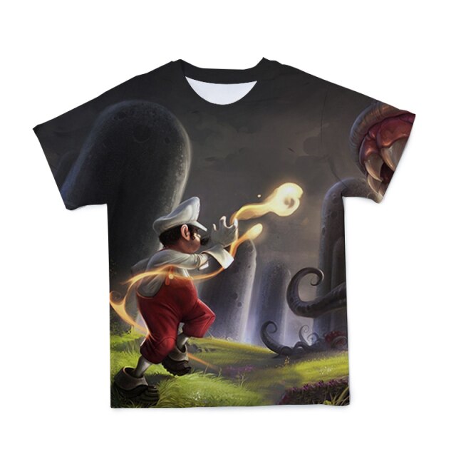 2021 summer 3D Boys Super Mary Print Girls Clothes Funny T-shirts Costume Children Clothing babyyoda T shirts Kids alt clothes