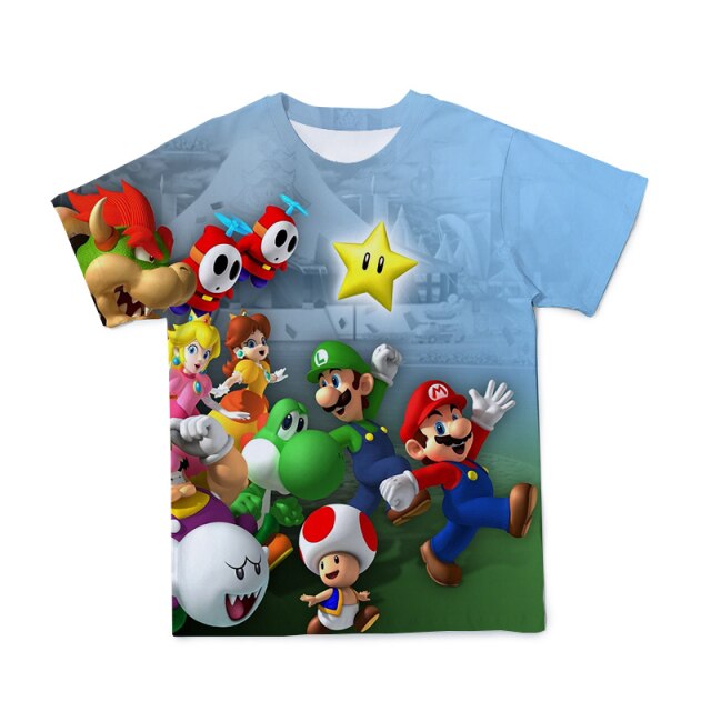 2021 summer 3D Boys Super Mary Print Girls Clothes Funny T-shirts Costume Children Clothing babyyoda T shirts Kids alt clothes