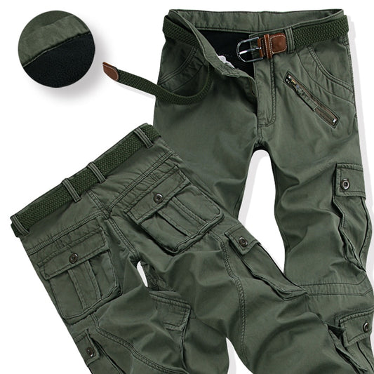 Winter Thicken Fleece Army Cargo Tactical Pants Overalls Men's Military Cotton Casual Trousers Warm Loose Baggy Joger Pants