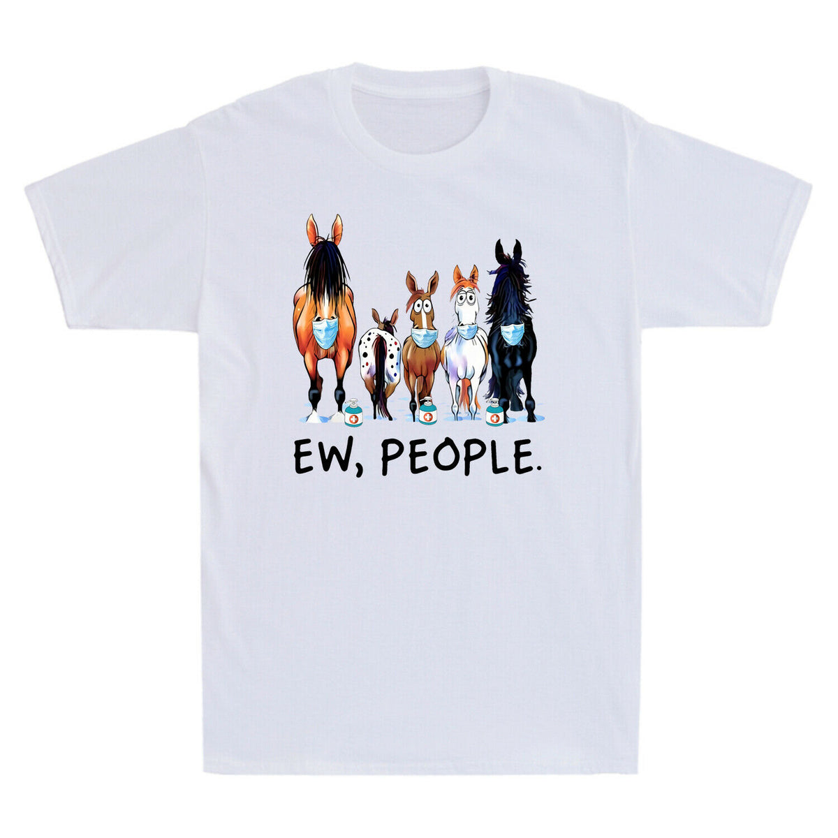 Horses Ew People Shirt Funny Horses Animal Lovers Sarcasm Vintage Men's T-Shirt Casual Loose Men Tshirt New Design Cool T-Shirt