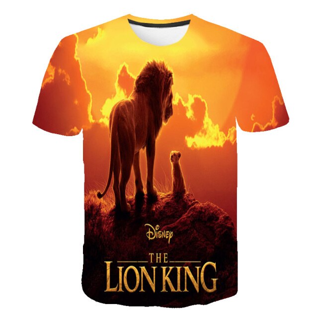 Boys and girls printed Lion King 3D T-shirt, cartoon design funny T-shirt, boys' informal summer clothing, sportswear