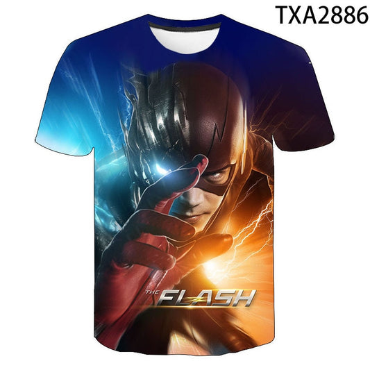 2021 New Summer The Flash 3D Casual Boys And Girls Children's Fashion Street Style Men's Printed Cool Top T-Shirt 130-6XL
