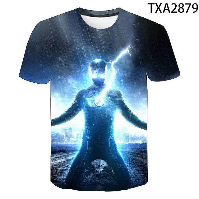 2021 New Summer The Flash 3D Casual Boys And Girls Children's Fashion Street Style Men's Printed Cool Top T-Shirt 130-6XL
