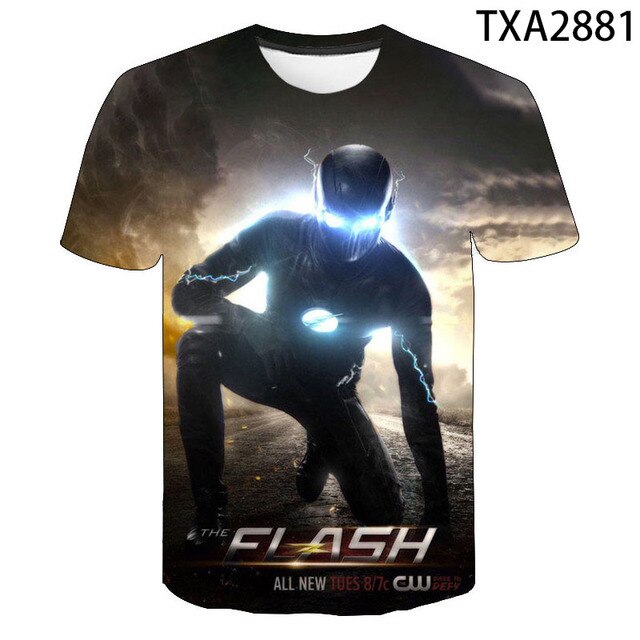 2021 New Summer The Flash 3D Casual Boys And Girls Children's Fashion Street Style Men's Printed Cool Top T-Shirt 130-6XL