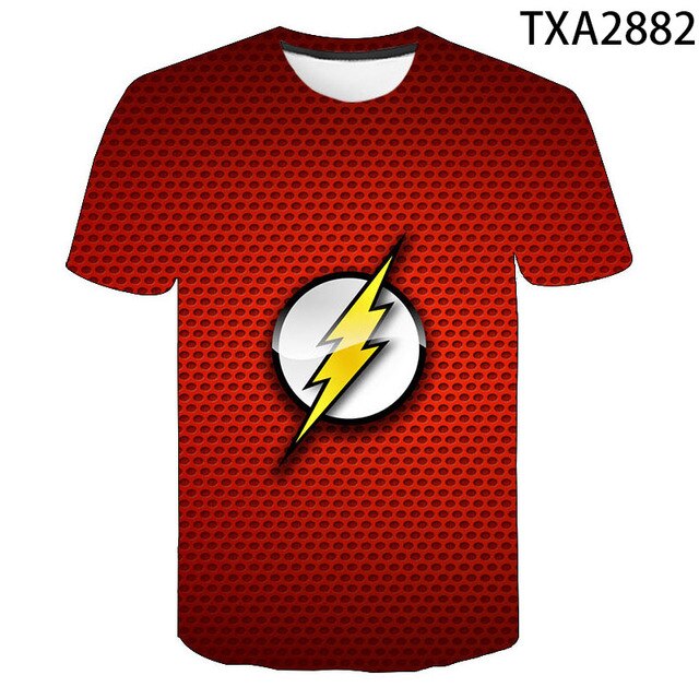2021 New Summer The Flash 3D Casual Boys And Girls Children's Fashion Street Style Men's Printed Cool Top T-Shirt 130-6XL