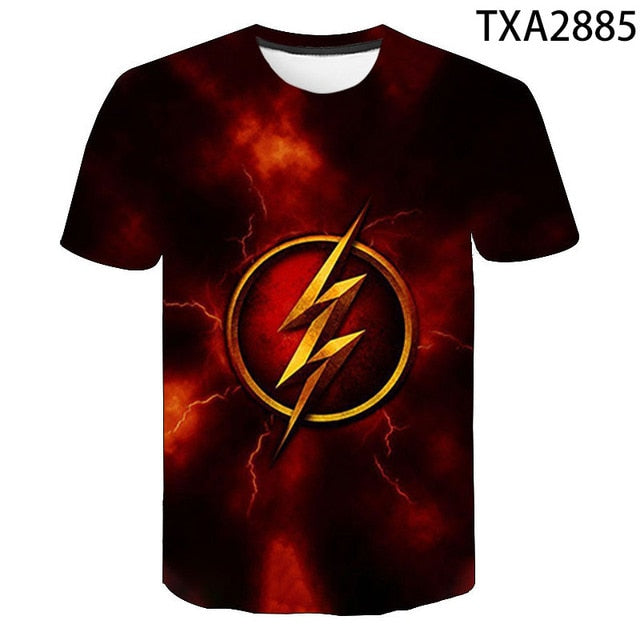 2021 New Summer The Flash 3D Casual Boys And Girls Children's Fashion Street Style Men's Printed Cool Top T-Shirt 130-6XL