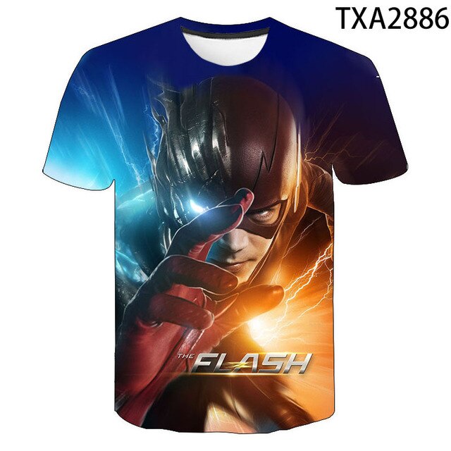 2021 New Summer The Flash 3D Casual Boys And Girls Children's Fashion Street Style Men's Printed Cool Top T-Shirt 130-6XL