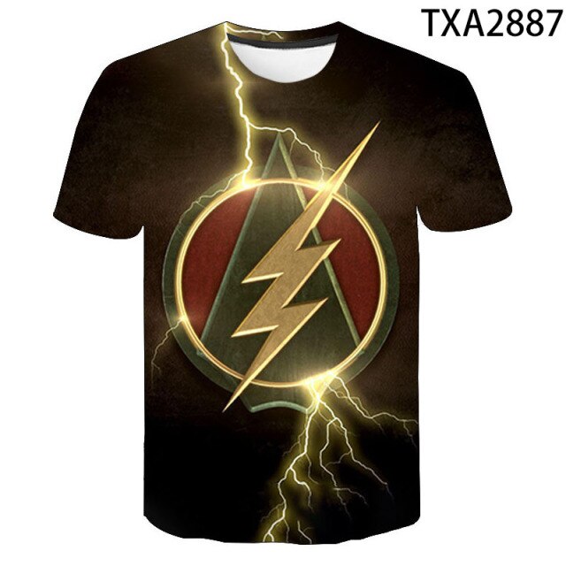 2021 New Summer The Flash 3D Casual Boys And Girls Children's Fashion Street Style Men's Printed Cool Top T-Shirt 130-6XL