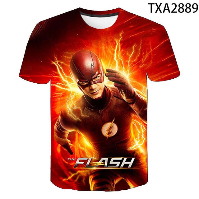 2021 New Summer The Flash 3D Casual Boys And Girls Children's Fashion Street Style Men's Printed Cool Top T-Shirt 130-6XL