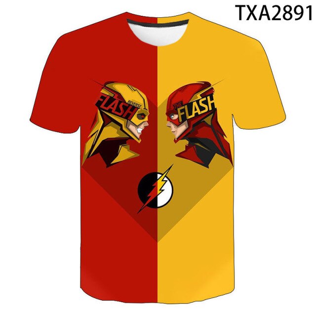 2021 New Summer The Flash 3D Casual Boys And Girls Children's Fashion Street Style Men's Printed Cool Top T-Shirt 130-6XL