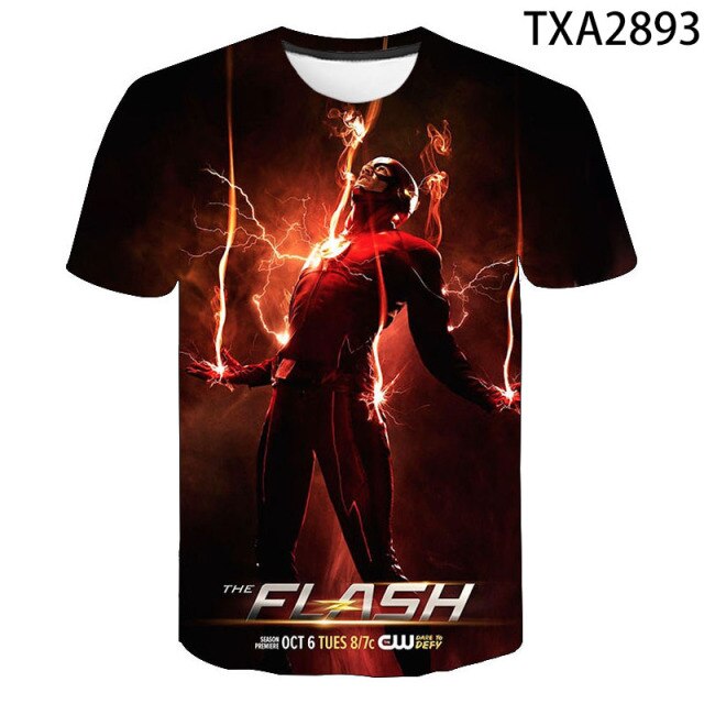 2021 New Summer The Flash 3D Casual Boys And Girls Children's Fashion Street Style Men's Printed Cool Top T-Shirt 130-6XL