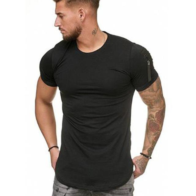 2021 New Summer Zipper Short Sleeved Men T Shirt Casual V Neck Fashion Tshirt Male Fitness Streetwear Tees Tops US Size M-3XL