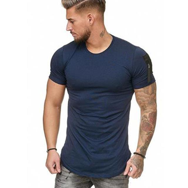 2021 New Summer Zipper Short Sleeved Men T Shirt Casual V Neck Fashion Tshirt Male Fitness Streetwear Tees Tops US Size M-3XL