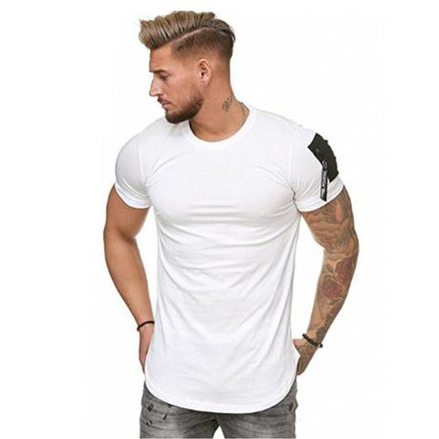 2021 New Summer Zipper Short Sleeved Men T Shirt Casual V Neck Fashion Tshirt Male Fitness Streetwear Tees Tops US Size M-3XL