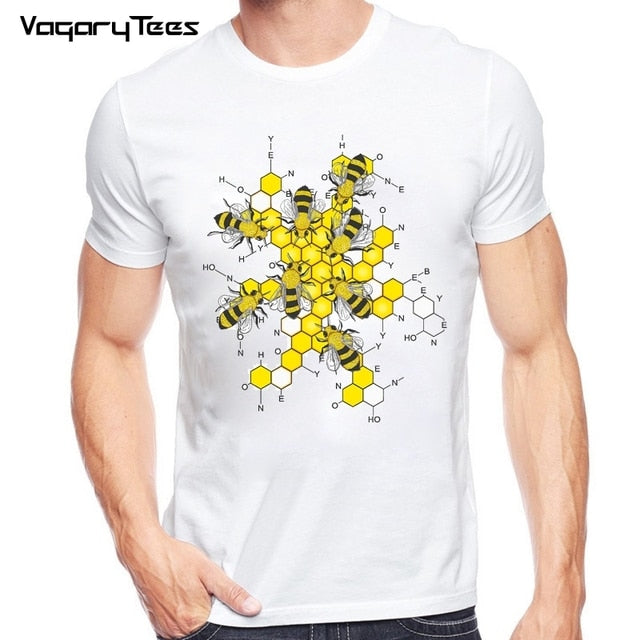 2021 Funny animal Design Science of honey and bees T-Shirt Summer Men's Printed T Shirt Fashion Chemistry Tops Tee Clothes