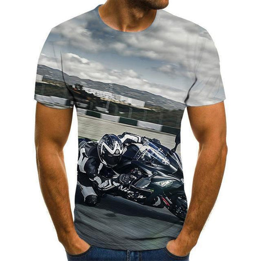 Cool Racing Graphics T-Shirt Motorcycle 3d Printed Men 'S T -Shirt Summer Fashion Tops Punk T -Shirt Men 'S Plus Size Streetwear