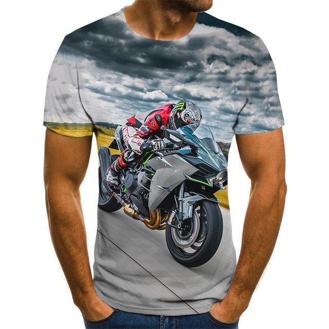 Cool Racing Graphics T-Shirt Motorcycle 3d Printed Men 'S T -Shirt Summer Fashion Tops Punk T -Shirt Men 'S Plus Size Streetwear