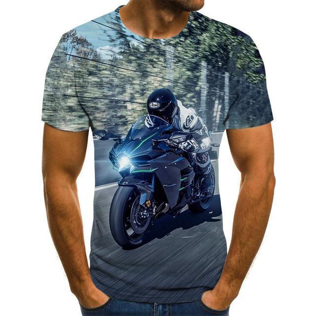 Cool Racing Graphics T-Shirt Motorcycle 3d Printed Men 'S T -Shirt Summer Fashion Tops Punk T -Shirt Men 'S Plus Size Streetwear