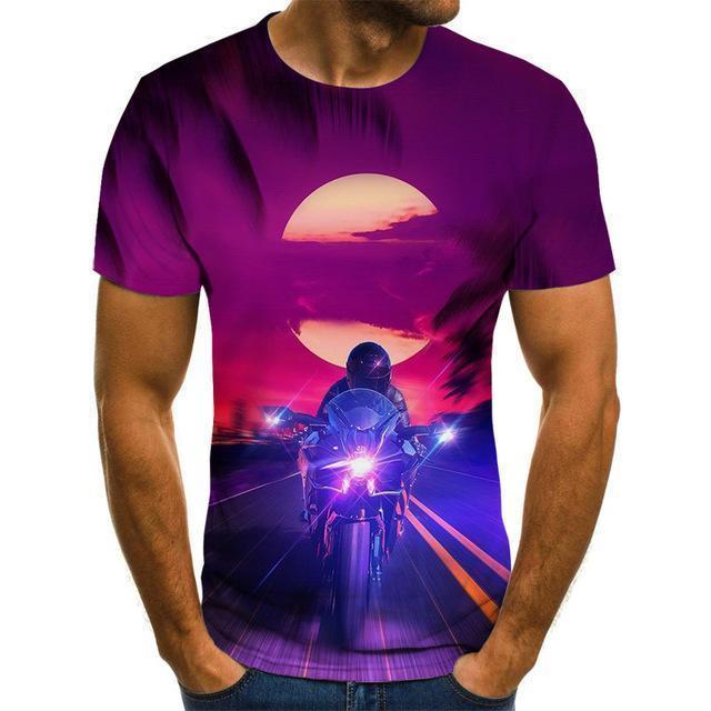 Cool Racing Graphics T-Shirt Motorcycle 3d Printed Men 'S T -Shirt Summer Fashion Tops Punk T -Shirt Men 'S Plus Size Streetwear