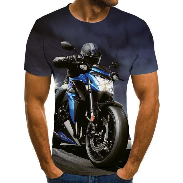 Cool Racing Graphics T-Shirt Motorcycle 3d Printed Men 'S T -Shirt Summer Fashion Tops Punk T -Shirt Men 'S Plus Size Streetwear