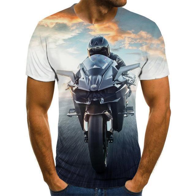 Cool Racing Graphics T-Shirt Motorcycle 3d Printed Men 'S T -Shirt Summer Fashion Tops Punk T -Shirt Men 'S Plus Size Streetwear