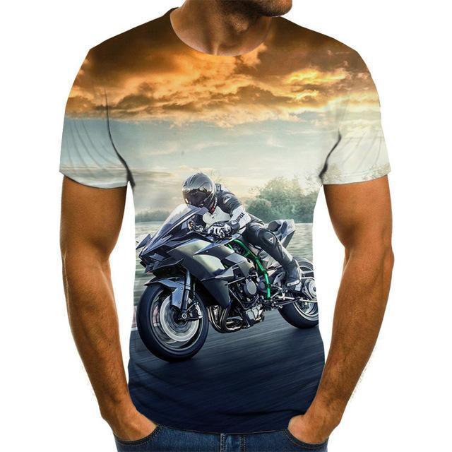 Cool Racing Graphics T-Shirt Motorcycle 3d Printed Men 'S T -Shirt Summer Fashion Tops Punk T -Shirt Men 'S Plus Size Streetwear