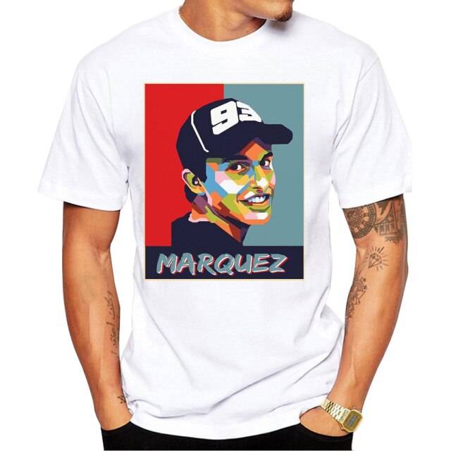 2021 New Summer Fashion Men Short Sleeve Marc Signature 93 Design Print T-Shirt Funny Boy Casual Tops MOTO Man White Tees