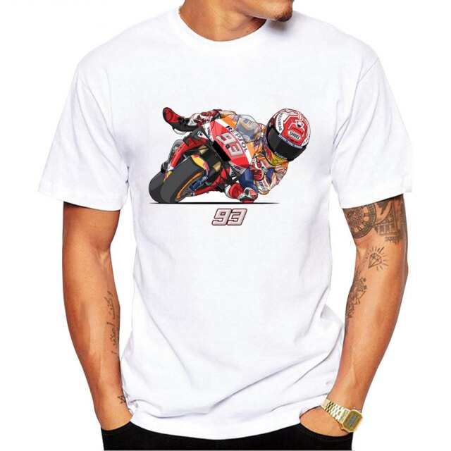 2021 New Summer Fashion Men Short Sleeve Marc Signature 93 Design Print T-Shirt Funny Boy Casual Tops MOTO Man White Tees