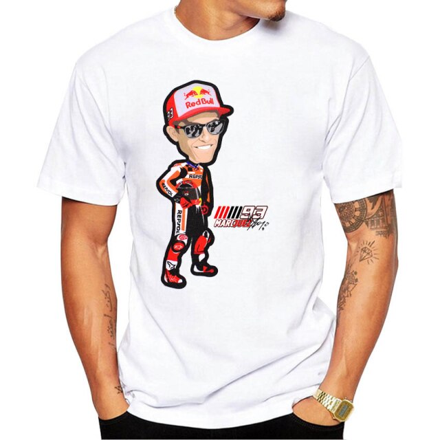 2021 New Summer Fashion Men Short Sleeve Marc Signature 93 Design Print T-Shirt Funny Boy Casual Tops MOTO Man White Tees