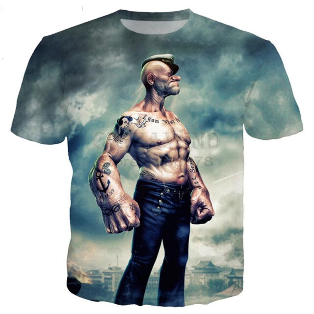 The 2021 Hot Classic Popeye T-shirt For Men And Women 3d-printed Sexy Muscular Men T-shirt Hip-hop Casual Summer Top