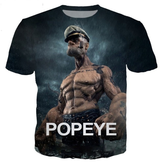 The 2021 Hot Classic Popeye T-shirt For Men And Women 3d-printed Sexy Muscular Men T-shirt Hip-hop Casual Summer Top