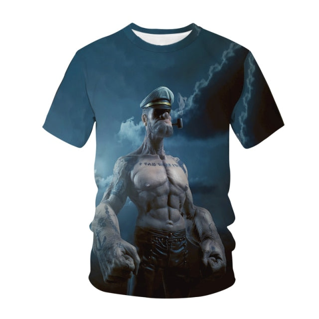 The 2021 Hot Classic Popeye T-shirt For Men And Women 3d-printed Sexy Muscular Men T-shirt Hip-hop Casual Summer Top