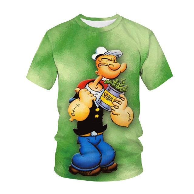 The 2021 Hot Classic Popeye T-shirt For Men And Women 3d-printed Sexy Muscular Men T-shirt Hip-hop Casual Summer Top