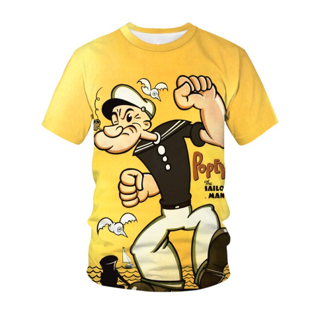 The 2021 Hot Classic Popeye T-shirt For Men And Women 3d-printed Sexy Muscular Men T-shirt Hip-hop Casual Summer Top