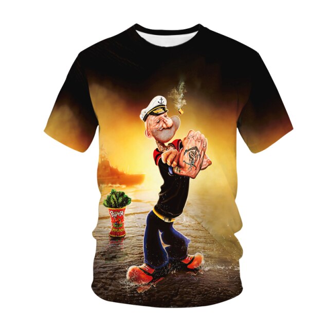 The 2021 Hot Classic Popeye T-shirt For Men And Women 3d-printed Sexy Muscular Men T-shirt Hip-hop Casual Summer Top
