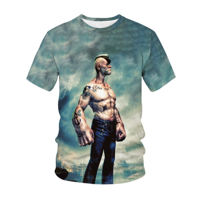 The 2021 Hot Classic Popeye T-shirt For Men And Women 3d-printed Sexy Muscular Men T-shirt Hip-hop Casual Summer Top