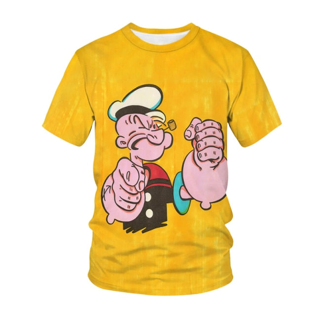 The 2021 Hot Classic Popeye T-shirt For Men And Women 3d-printed Sexy Muscular Men T-shirt Hip-hop Casual Summer Top
