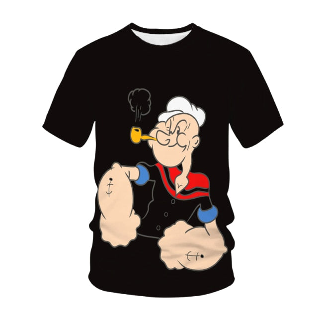 The 2021 Hot Classic Popeye T-shirt For Men And Women 3d-printed Sexy Muscular Men T-shirt Hip-hop Casual Summer Top