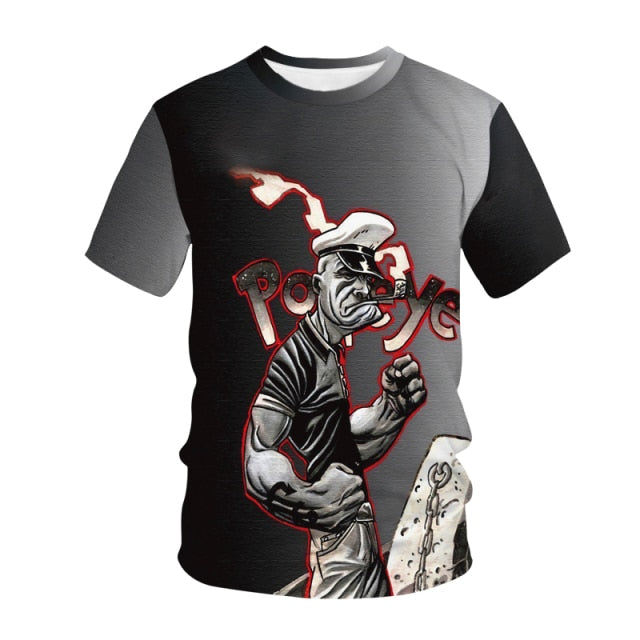 The 2021 Hot Classic Popeye T-shirt For Men And Women 3d-printed Sexy Muscular Men T-shirt Hip-hop Casual Summer Top