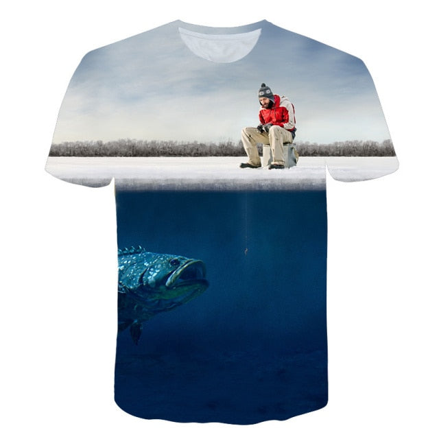 2021 Summer Fishing Graphic t-shirt For Men Fashion Casual Natural Style Pattern T-shirt New 3D Print Sport Short Sleeve t-shirt