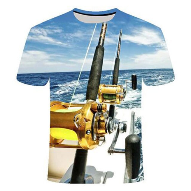 2021 Summer Fishing Graphic t-shirt For Men Fashion Casual Natural Style Pattern T-shirt New 3D Print Sport Short Sleeve t-shirt