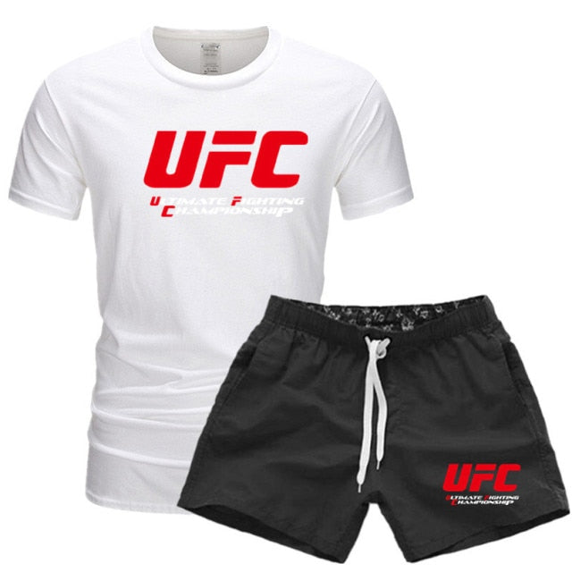 2021 NewBJJ Boxing 2 Pieces Men Sets Male Men Clothing Sportswear Set Fitness Summer Print Men Shorts T shirt Men's Suit
