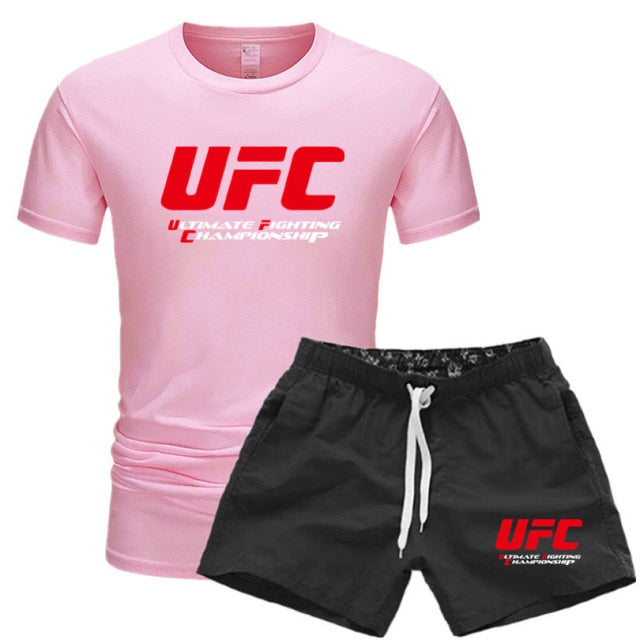 2021 NewBJJ Boxing 2 Pieces Men Sets Male Men Clothing Sportswear Set Fitness Summer Print Men Shorts T shirt Men's Suit