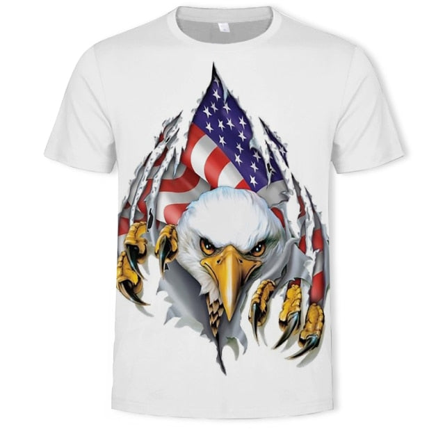2021 Summer Fashion New Wings Flying Eagle 3D Printed Pattern Men's Trend Short Sleeve Casual T-shirt Top