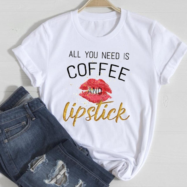 T-shirts Women Make Up Crown Fashion 90s Trend 2021 Spring Summer Clothes Graphic Tshirt Top Lady Print Female Tee T-Shirt