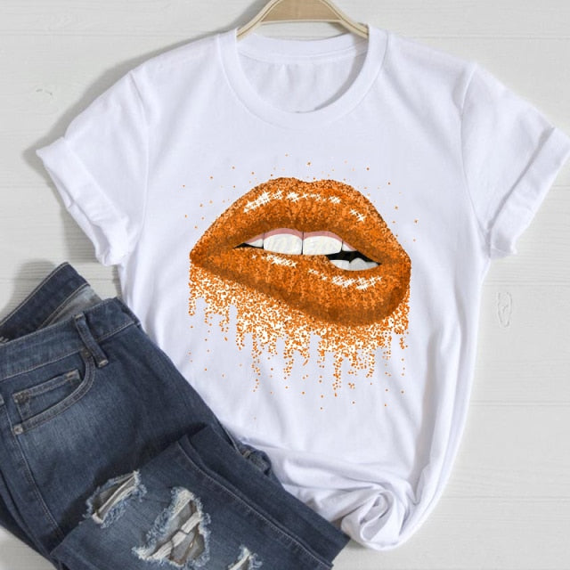 T-shirts Women Make Up Crown Fashion 90s Trend 2021 Spring Summer Clothes Graphic Tshirt Top Lady Print Female Tee T-Shirt