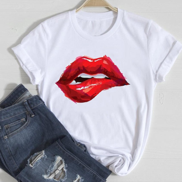 T-shirts Women Make Up Crown Fashion 90s Trend 2021 Spring Summer Clothes Graphic Tshirt Top Lady Print Female Tee T-Shirt