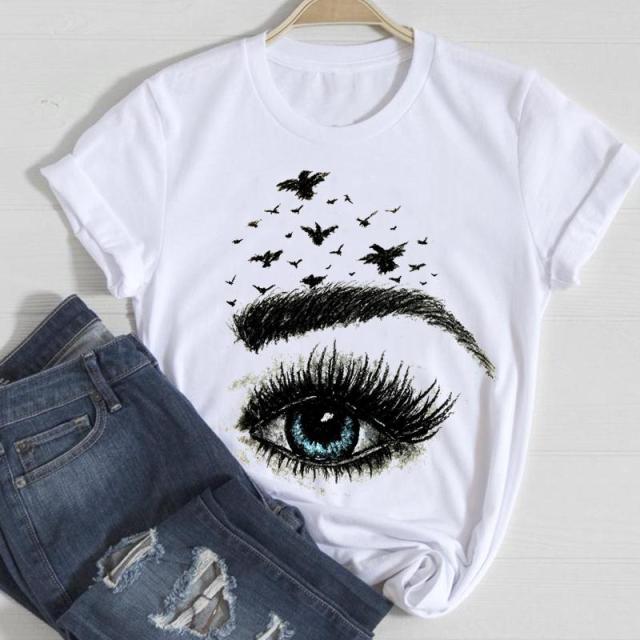 T-shirts Women Make Up Crown Fashion 90s Trend 2021 Spring Summer Clothes Graphic Tshirt Top Lady Print Female Tee T-Shirt