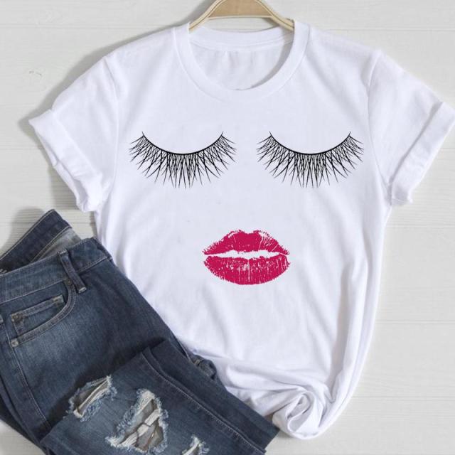 T-shirts Women Make Up Crown Fashion 90s Trend 2021 Spring Summer Clothes Graphic Tshirt Top Lady Print Female Tee T-Shirt